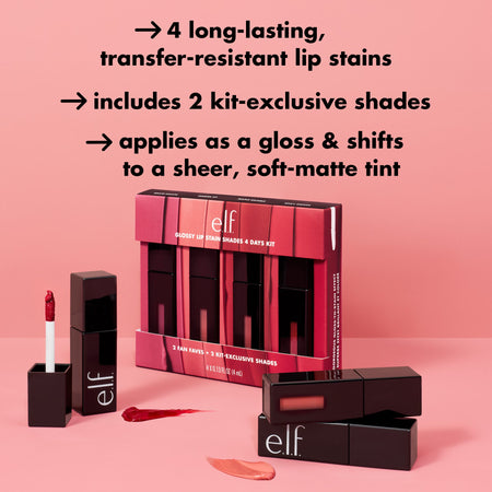 e.l.f. Lips Glossy Lip Stain rouge à lèvres kit 4 teintes longue tenue