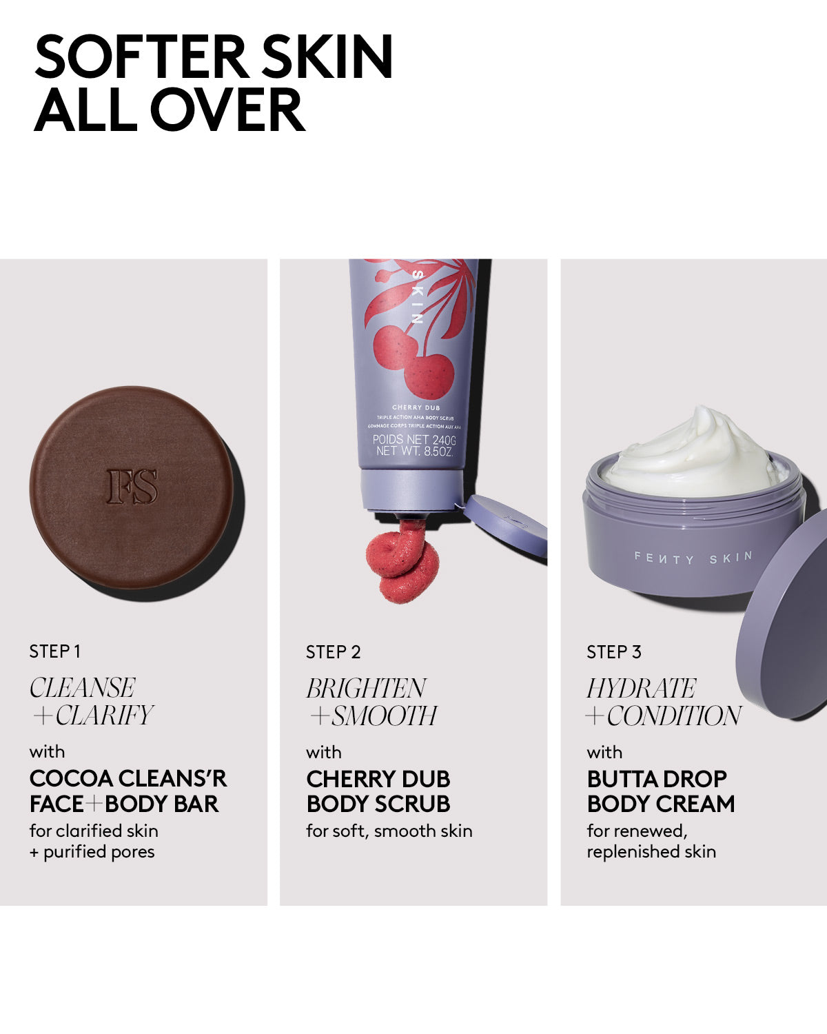Fenty Beauty Cherry Dub gommage corps AHA sucre cerise 240 ml