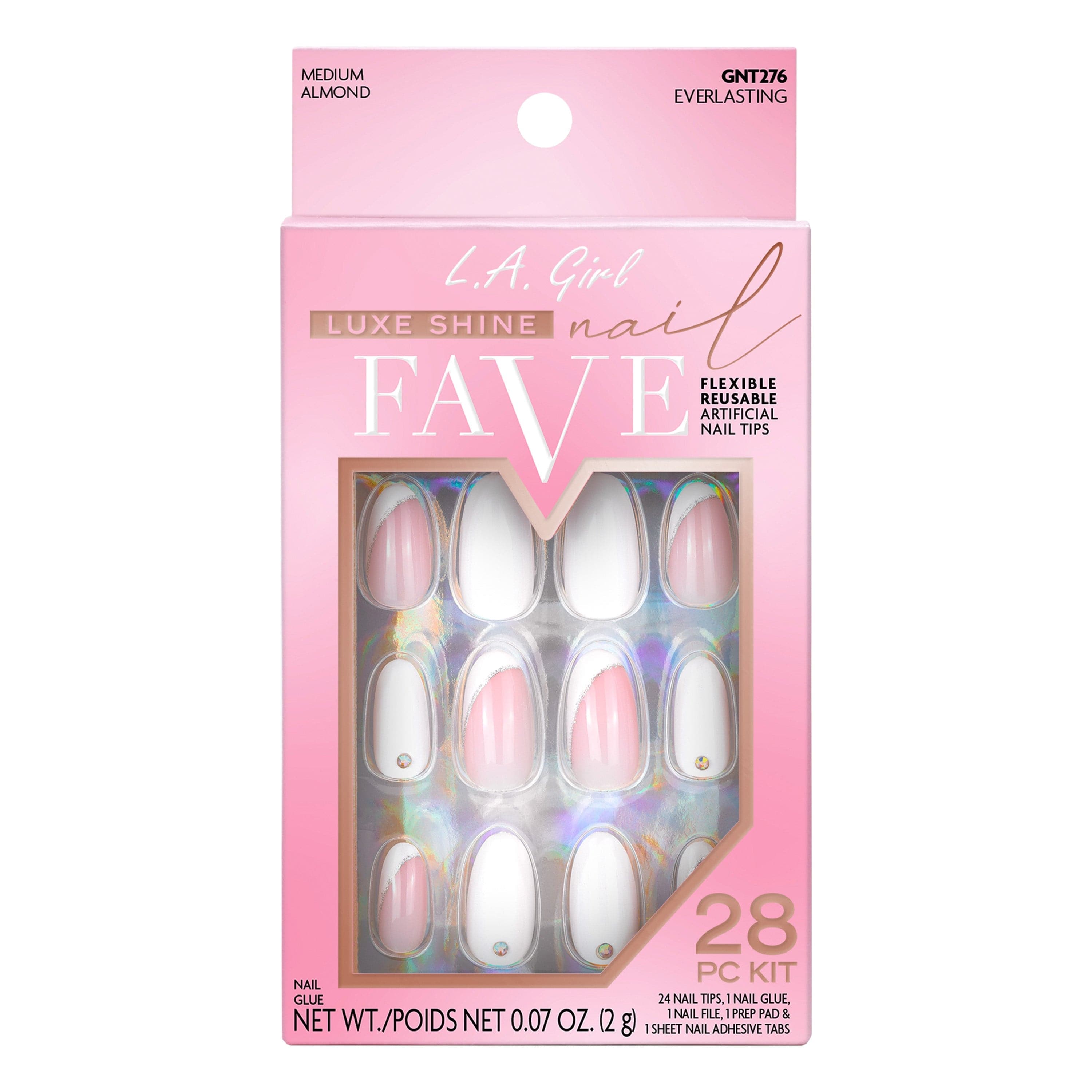 L.A. Girl Luxe Shine Faux Ongles GNT730G Black French 24 pcs