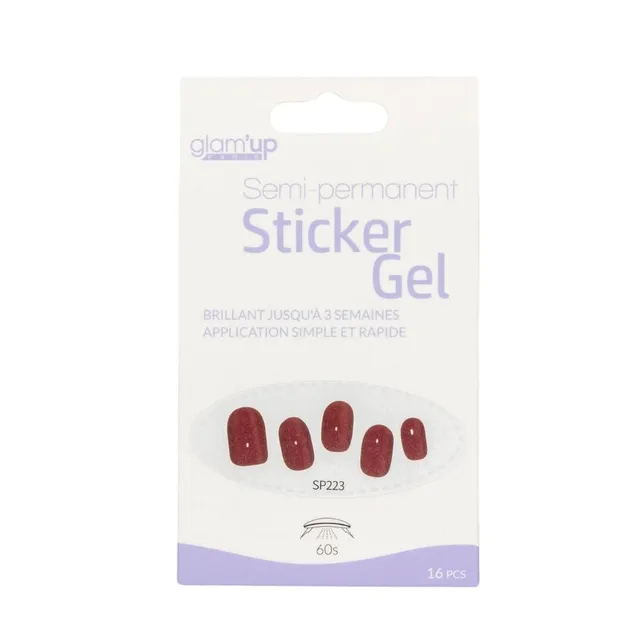 Glam'Up Les Ongles Sticker Gel Semi-Permanent Coquelicot 16 pièces