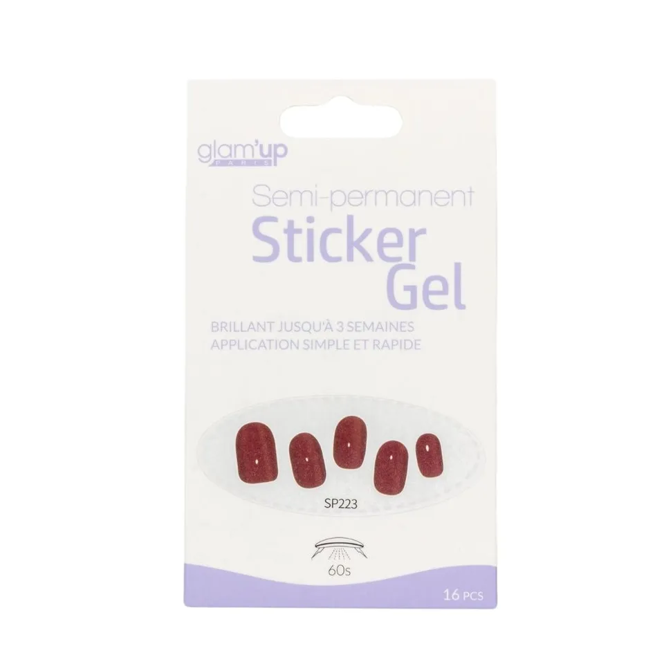 Glam'Up Les Ongles Sticker Gel Semi-Permanent Coquelicot 16 pièces