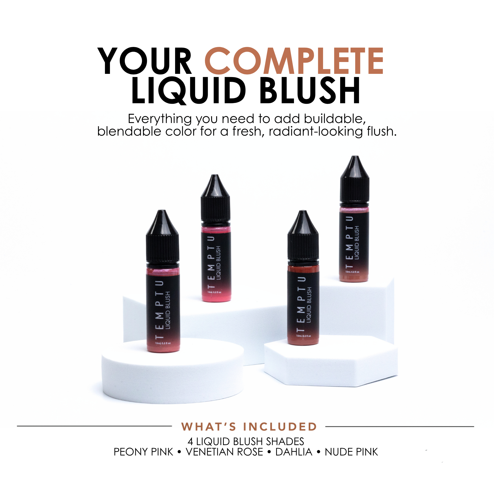 TEMPTU Liquid Blush Set Blush Liquide 4 Teintes Semi-Mat