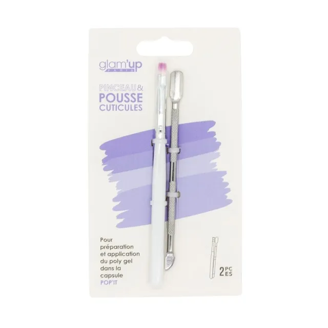 GLAM'UP Les Ongles Pousse Cuticules Double Embout + Pinceau