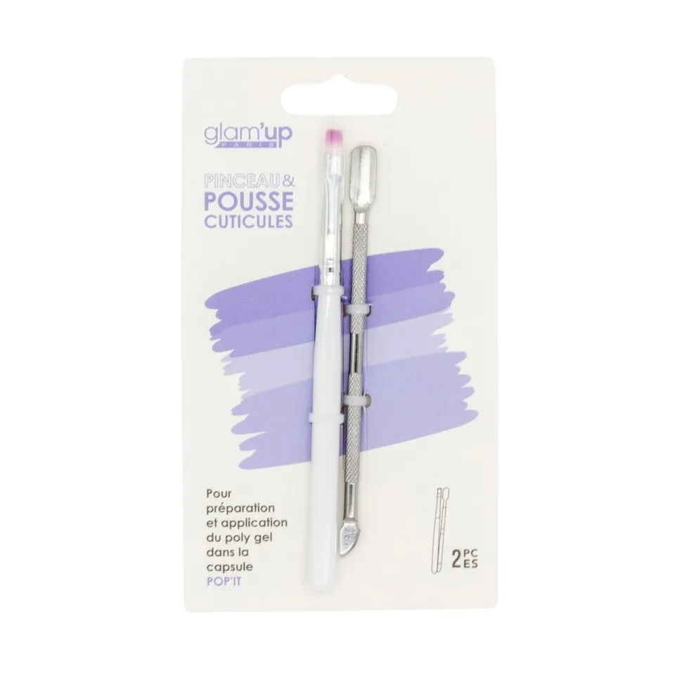 GLAM'UP Les Ongles Pousse Cuticules Double Embout + Pinceau
