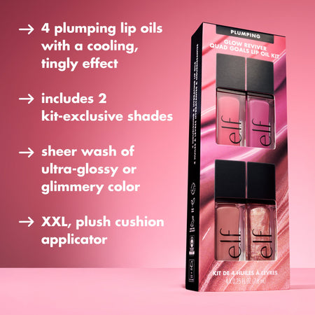 e.l.f. Glow Reviver Huile Lèvres Repulpante Kit 4 Teintes