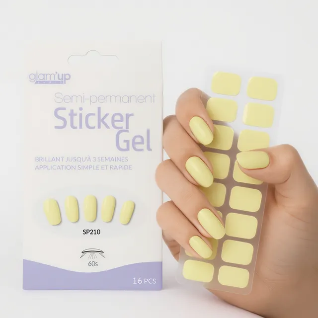 GLAM'UP Les Ongles Sticker Gel Semi-Permanent Sorbet 16 pièces