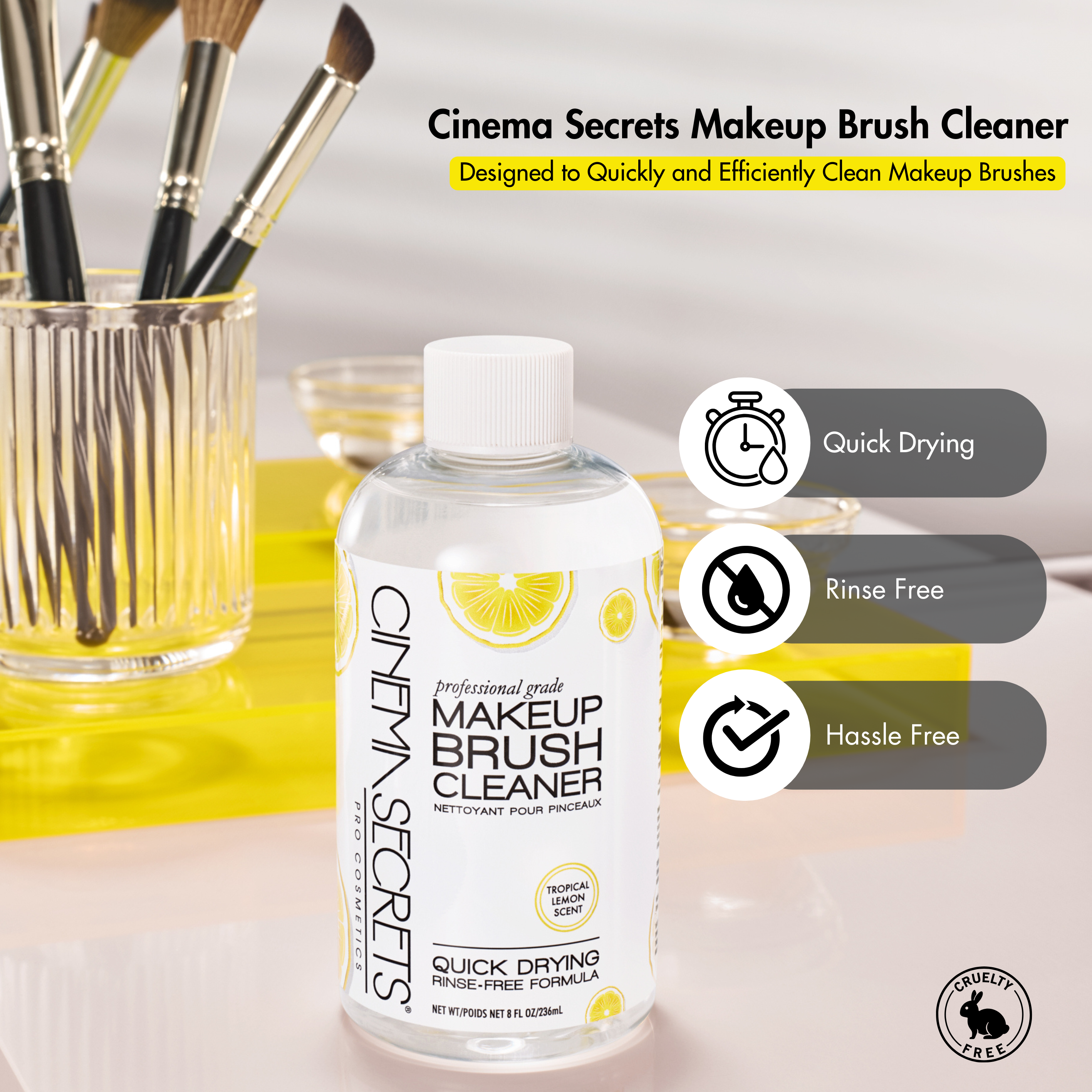 Cinema Secrets Brush Cleaners nettoyant pinceaux citron 8oz+tin