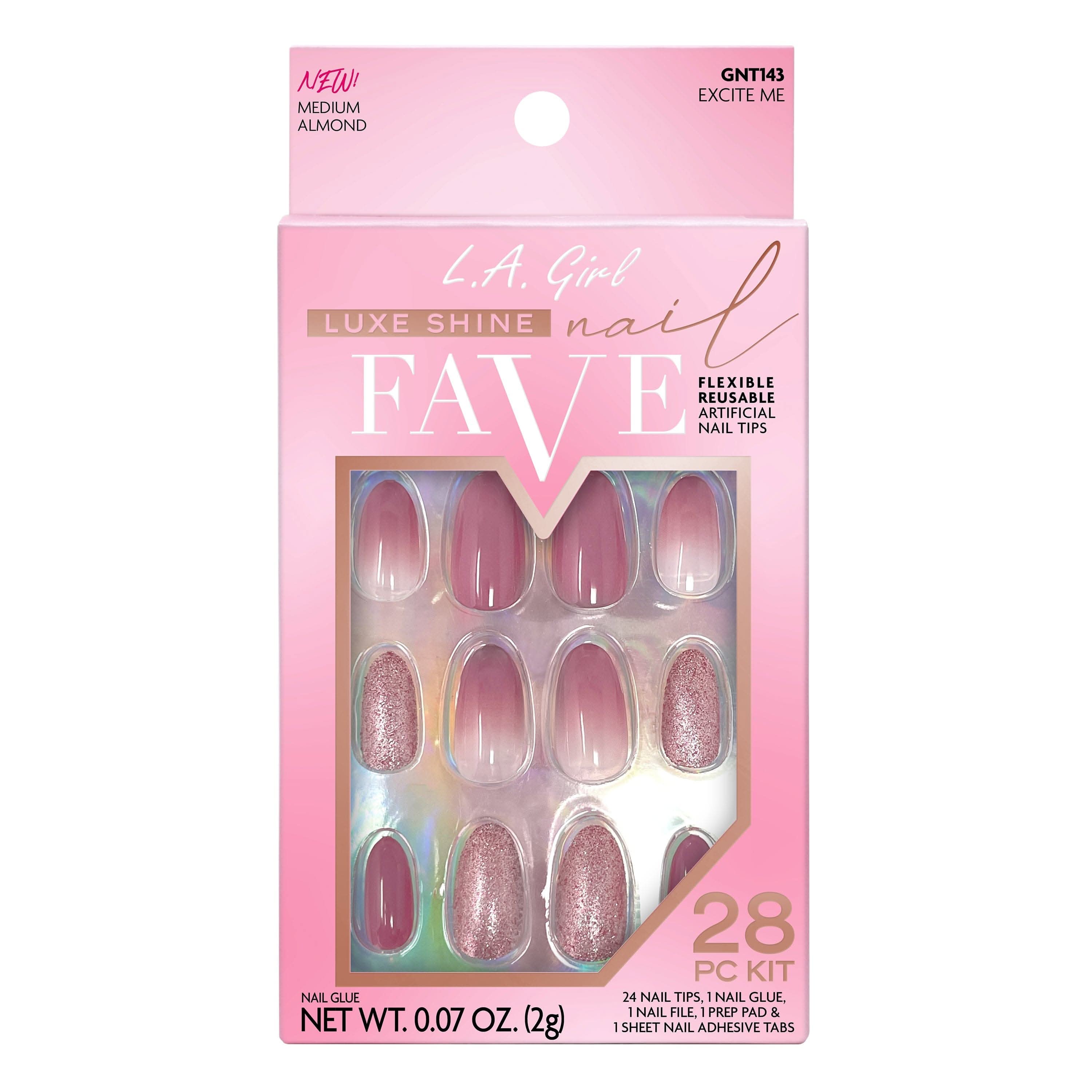 L.A. Girl Luxe Shine Faux Ongles GNT730G Black French 24 pcs