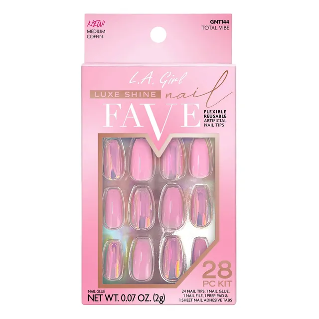 L.A. Girl Luxe Shine Faux Ongles GNT730G Black French 24 pcs
