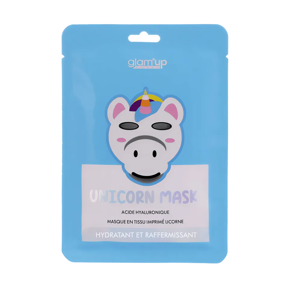 GLAM'UP Skincare Masque en Tissu Licorne Kawaii hydratant