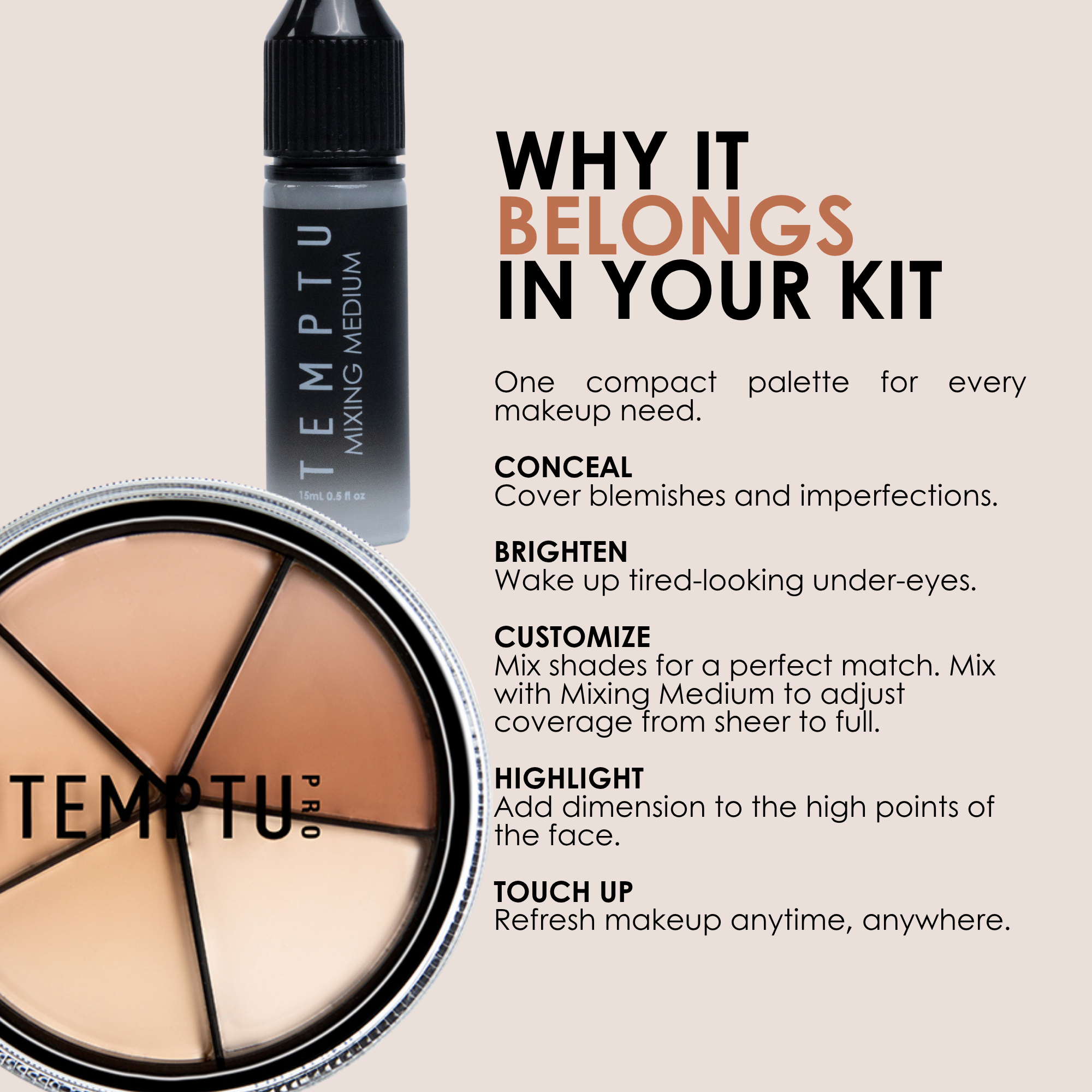 TEMPTU S/B Concealer Wheel palette correcteur 5 teintes