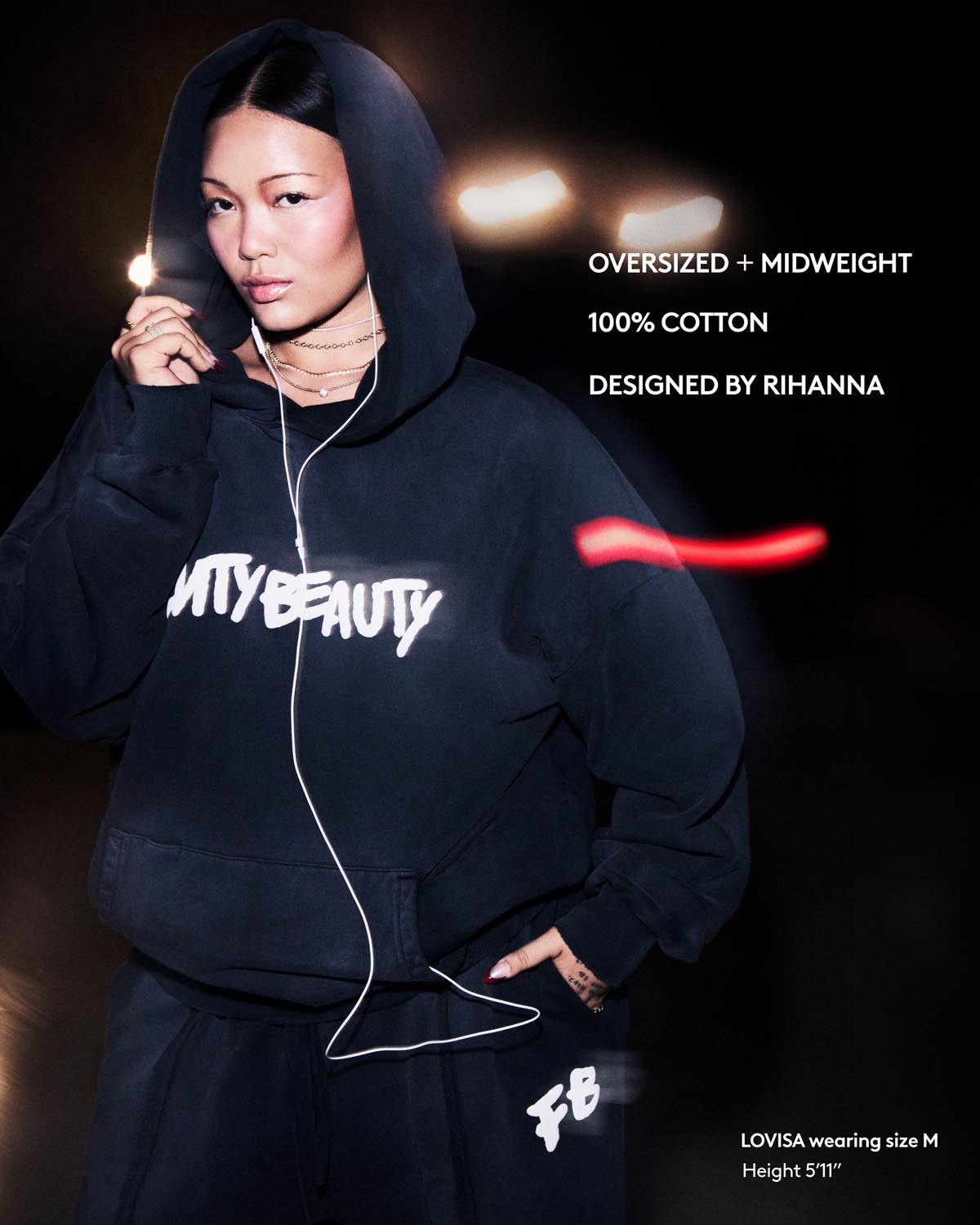 Fenty Beauty jogging oversize noir XS molleton poche gloss