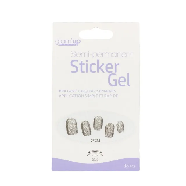 GLAM'UP Les Ongles Sticker Gel Paillettes Argent 16 pièces UV