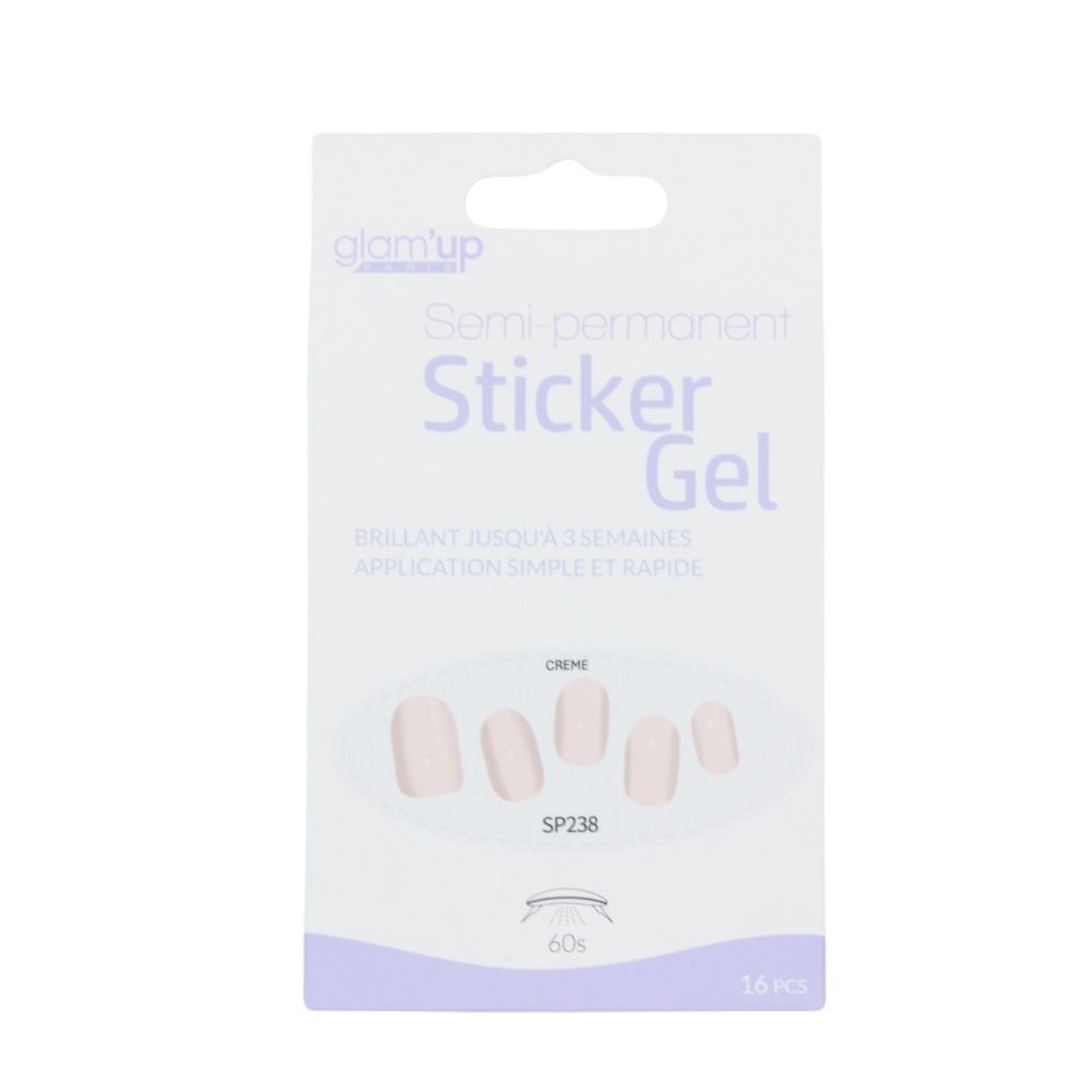 GLAM'UP Les Ongles Sticker Gel Semi-Permanent Crème 16 pièces