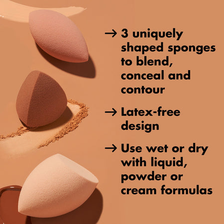 E.L.F. Total Sponge Set 3 Éponges Maquillage Teint