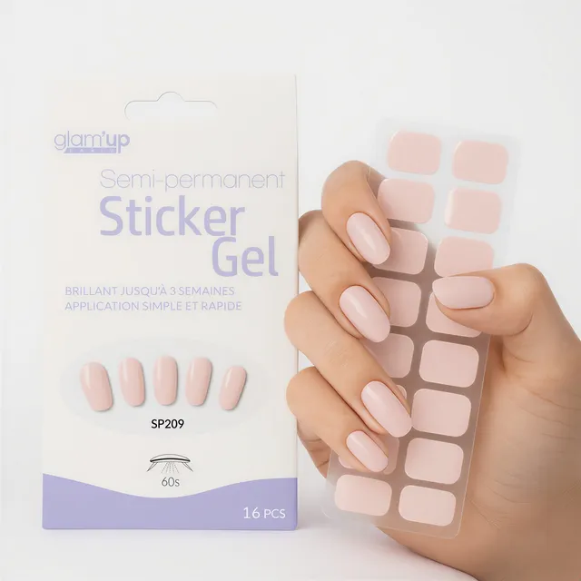 GLAM'UP Les Ongles Sticker Gel Semi-Permanent Rose Poudré x16