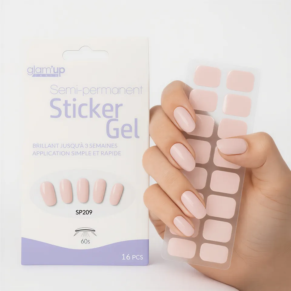 GLAM'UP Les Ongles Sticker Gel Semi-Permanent Rose Poudré x16