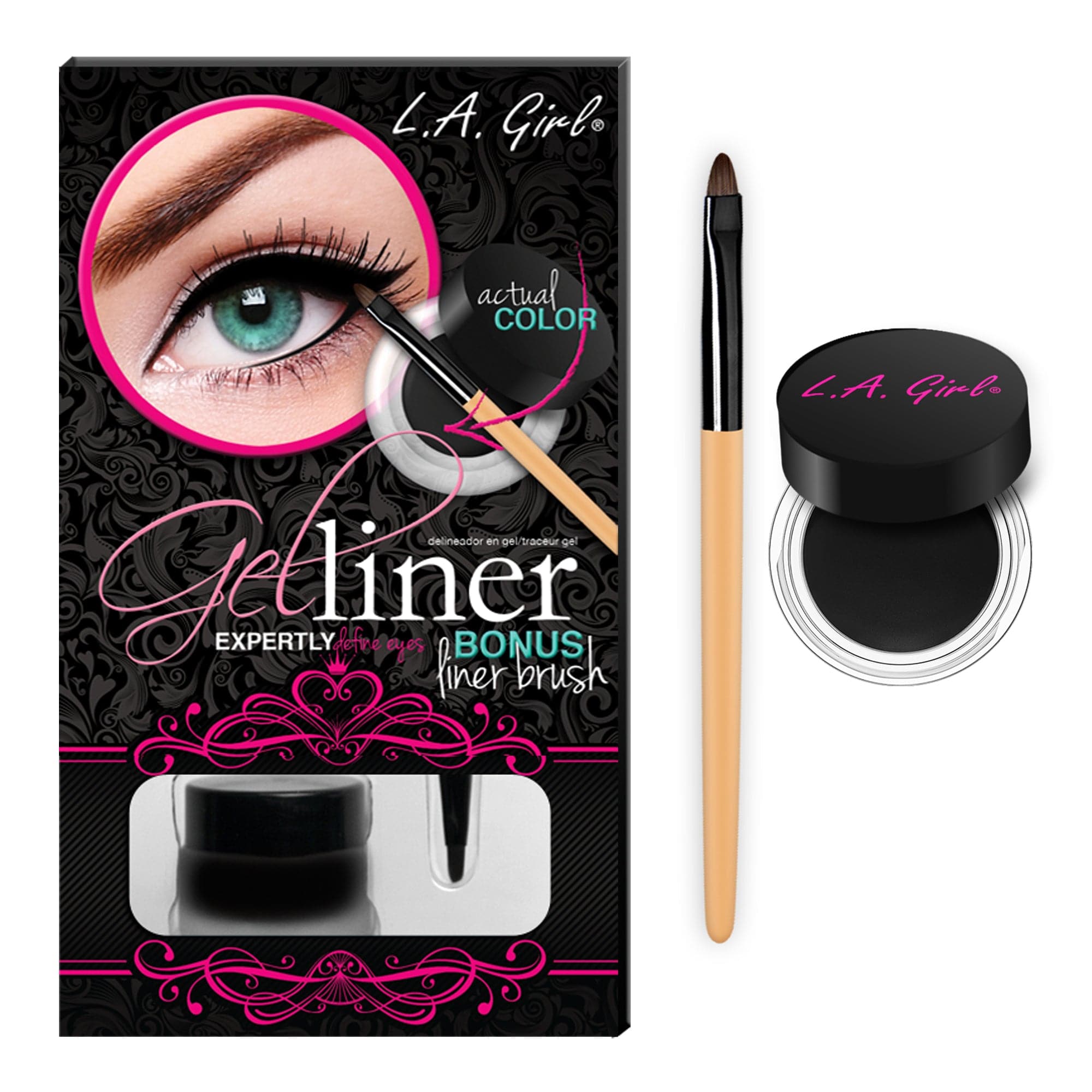 L.A. Girl Gel Liner Kit eyeliner gel GEL722 Very Black mat