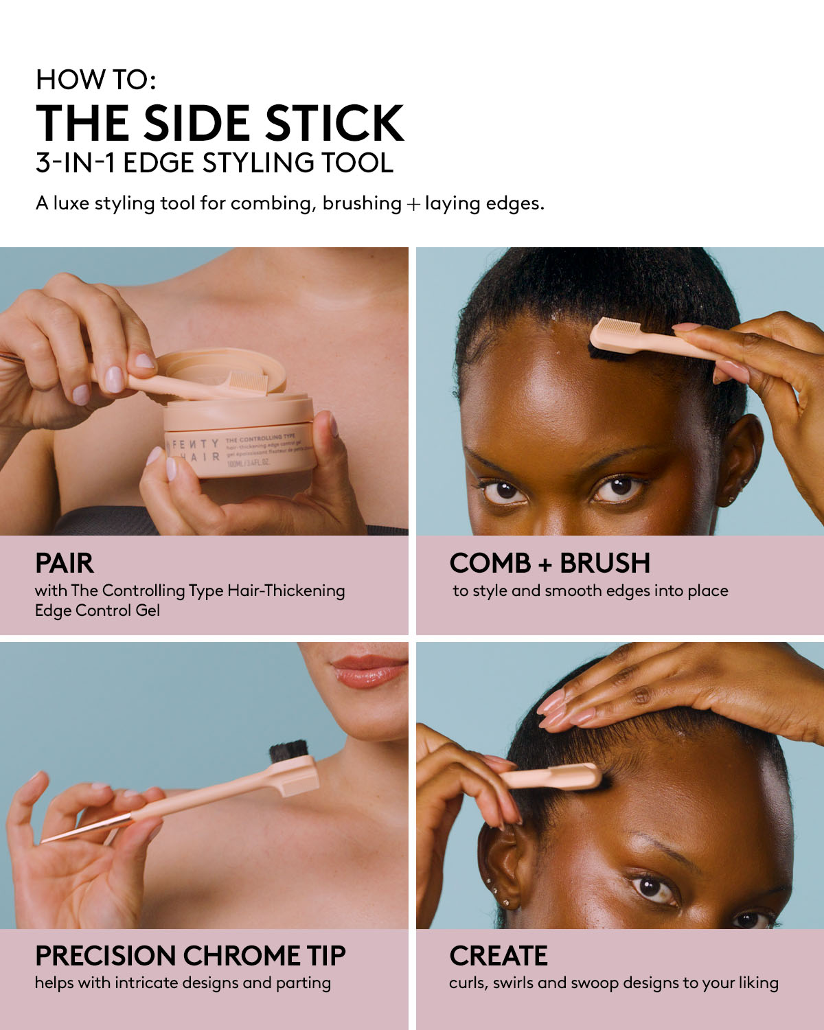 Fenty Beauty The Side Stick outil coiffure 3-en-1 baby hair