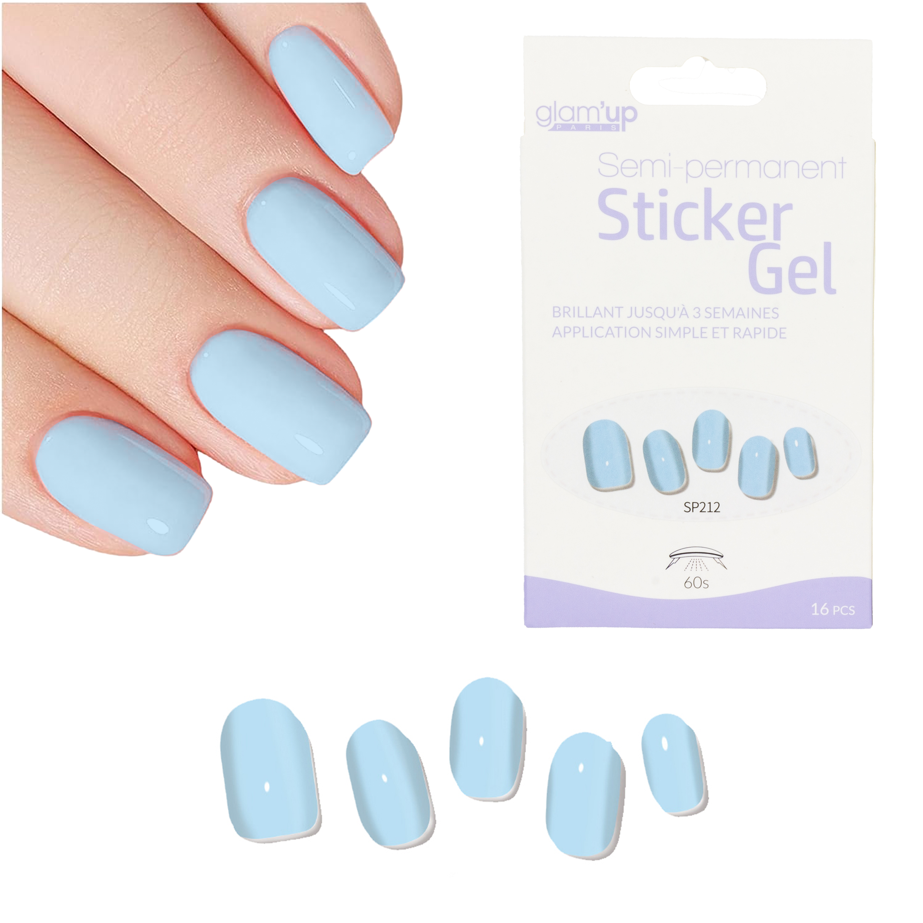 Glam'Up Les Ongles sticker gel semi-permanent Baby Boy 16 pièces