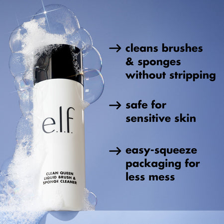 e.l.f. Clean Queen nettoyant pinceaux liquide éponges nettoyage