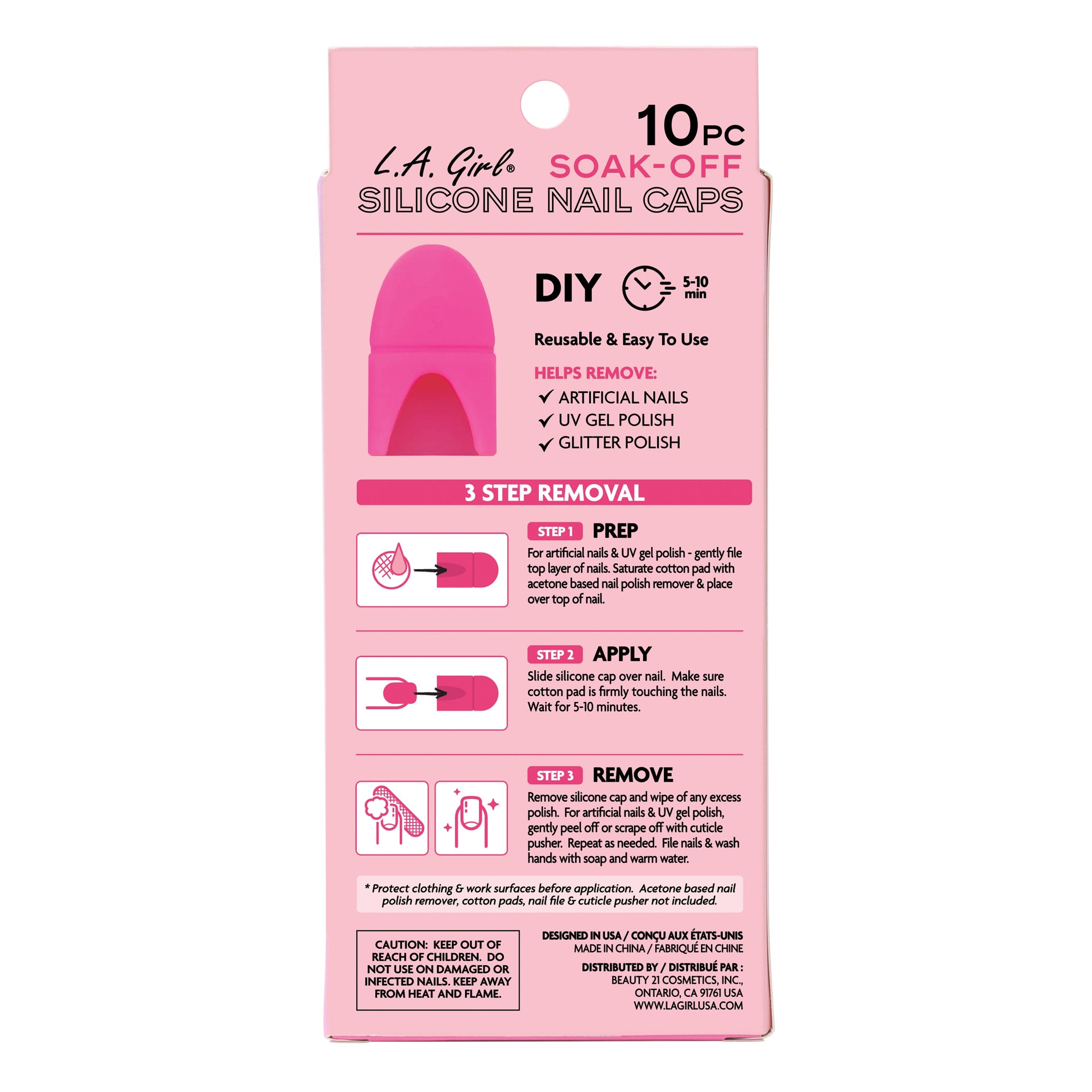 L.A. Girl GNT137G Soak-Off caps ongles silicone réutilisables