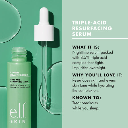 e.l.f. Blemish Breakthrough Sérum Triple Acide Nuit Niacinamide