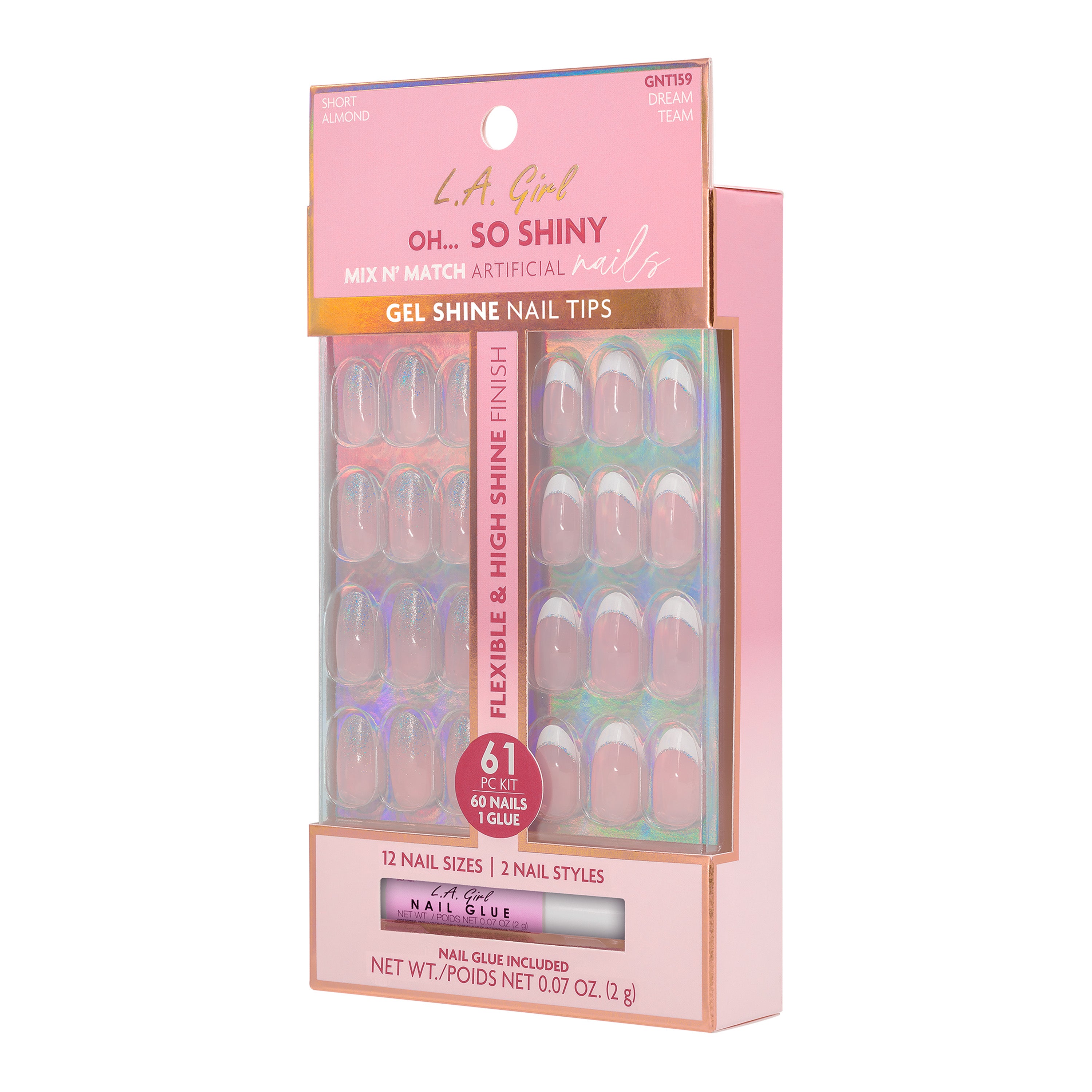 L.A. Girl Oh So Shiny GNT159G faux ongles Dream Team 60 pcs