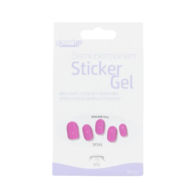 Glam'Up Les Ongles Sticker Gel Rose Baby Doll 16 Pièces
