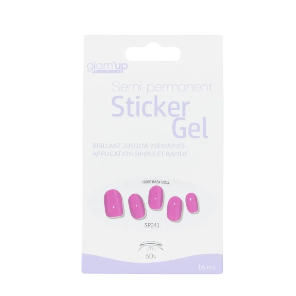 Glam'Up Les Ongles Sticker Gel Rose Baby Doll 16 Pièces