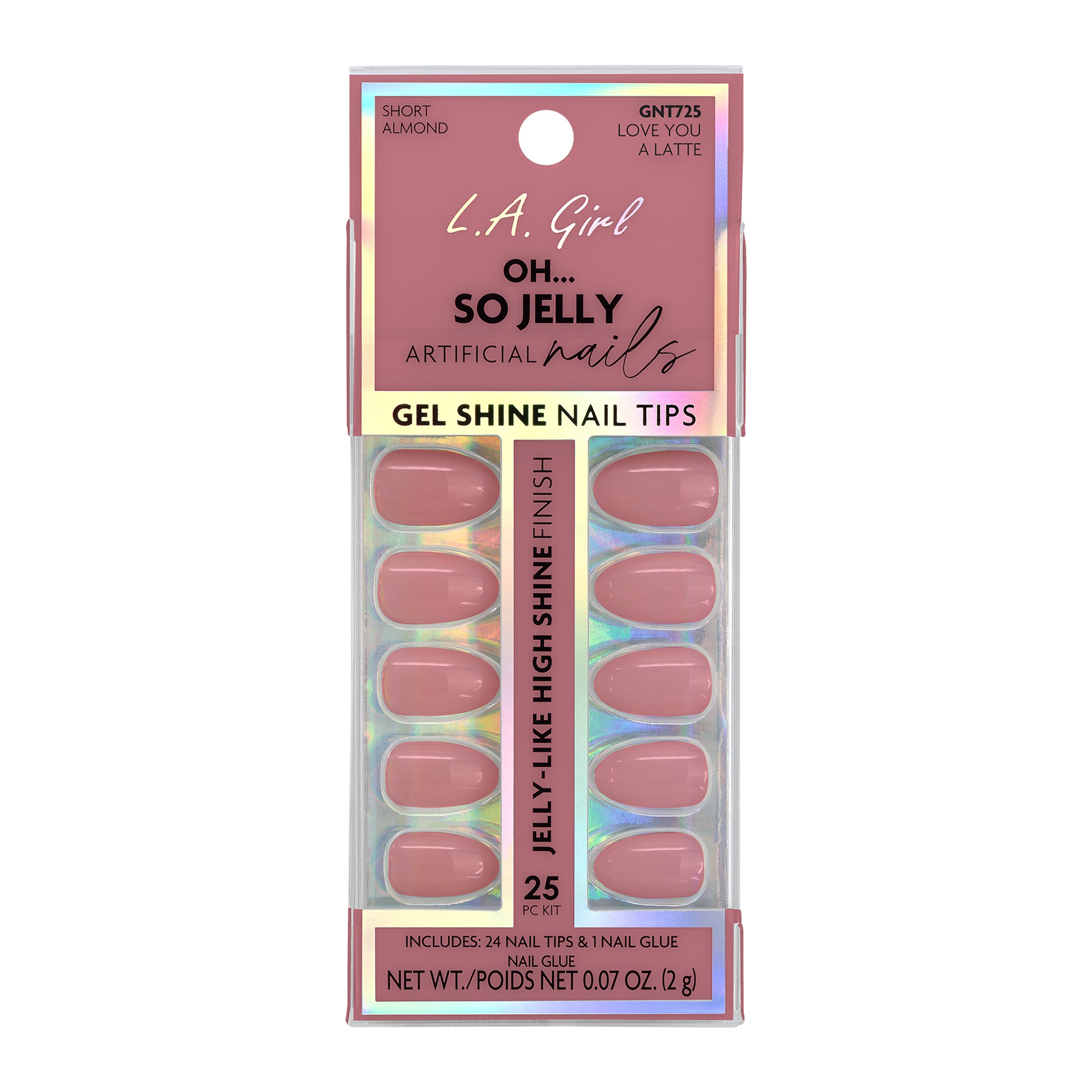 L.A. Girl Nails Oh So Jelly GNT724G faux ongles Lovely & Bubbly x24