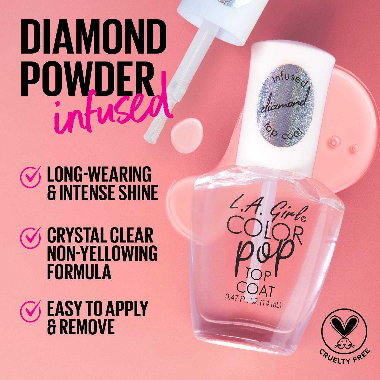 L.A. Girl Nails GNL900G Vernis Top Coat Diamant Brillant