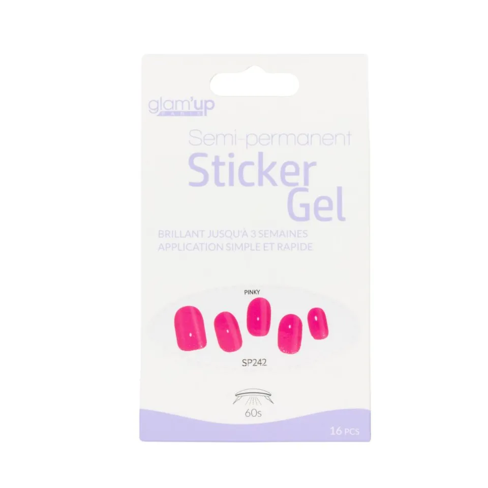 Glam'Up Les Ongles Sticker Gel Semi-Permanent Pinky 16 pièces