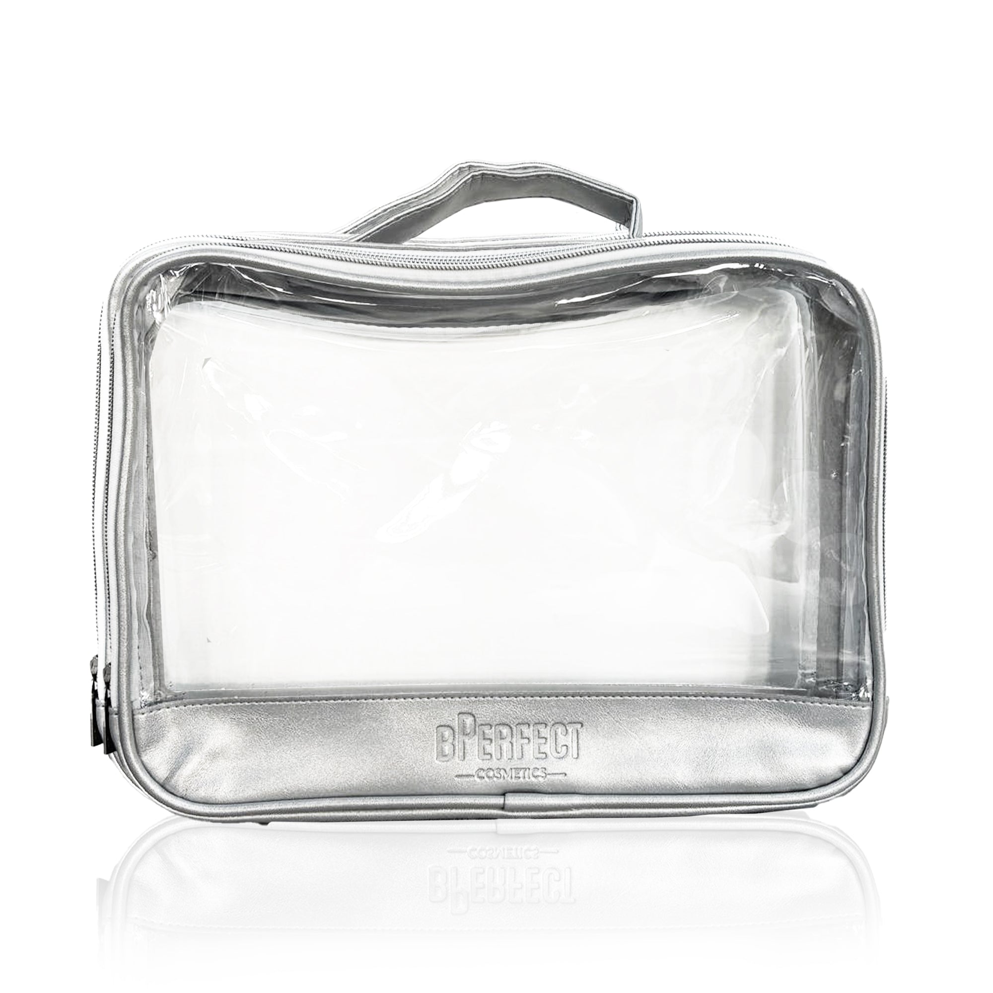BPerfect Large Trousse Maquillage Argentée 30 cm voyage