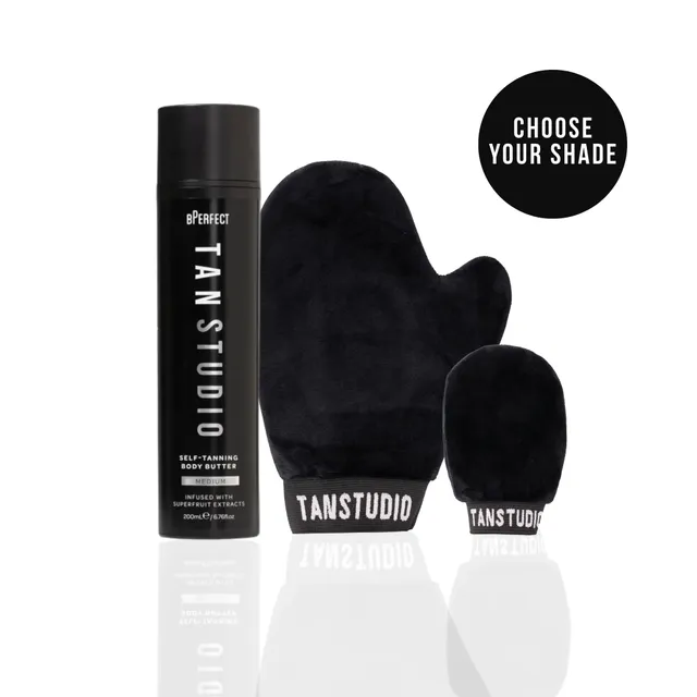 BPerfect Tan Studio duo autobronzant Medium beurre + gants