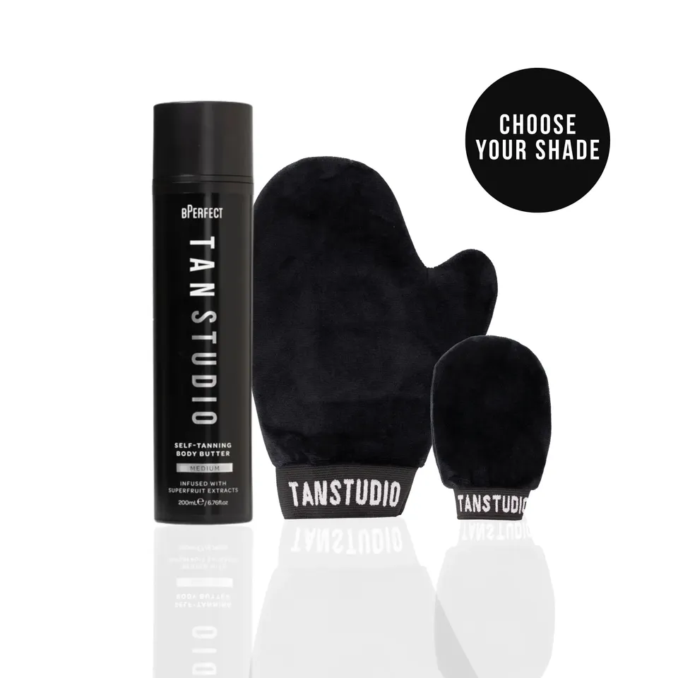 BPerfect Tan Studio duo autobronzant Medium beurre + gants