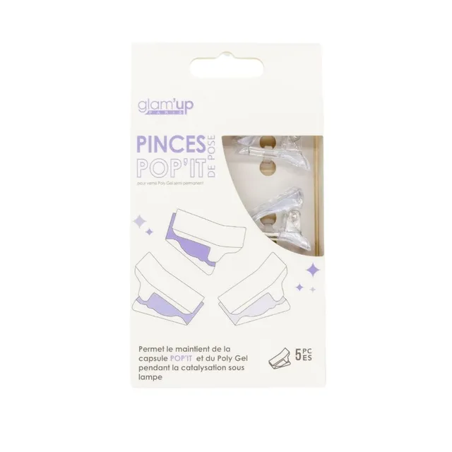 GLAM'UP Les Ongles Lot 5 Pinces de Pose polygel