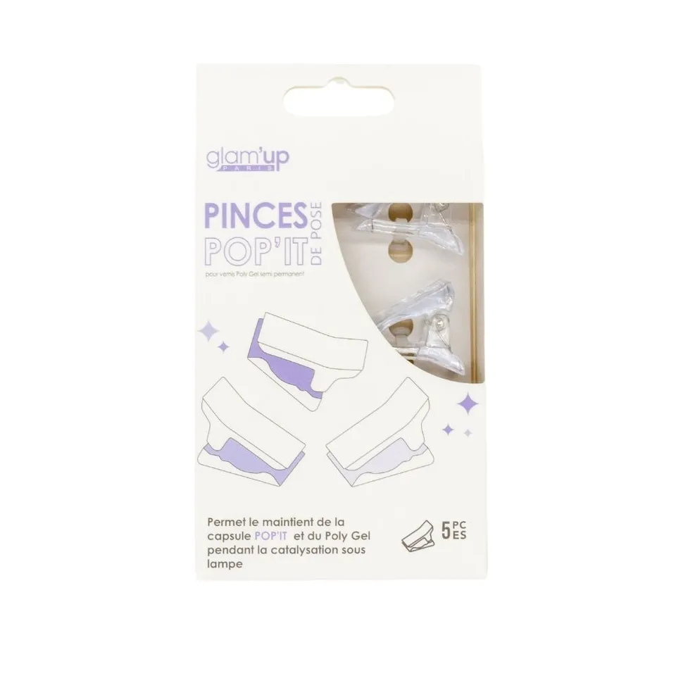 GLAM'UP Les Ongles Lot 5 Pinces de Pose polygel
