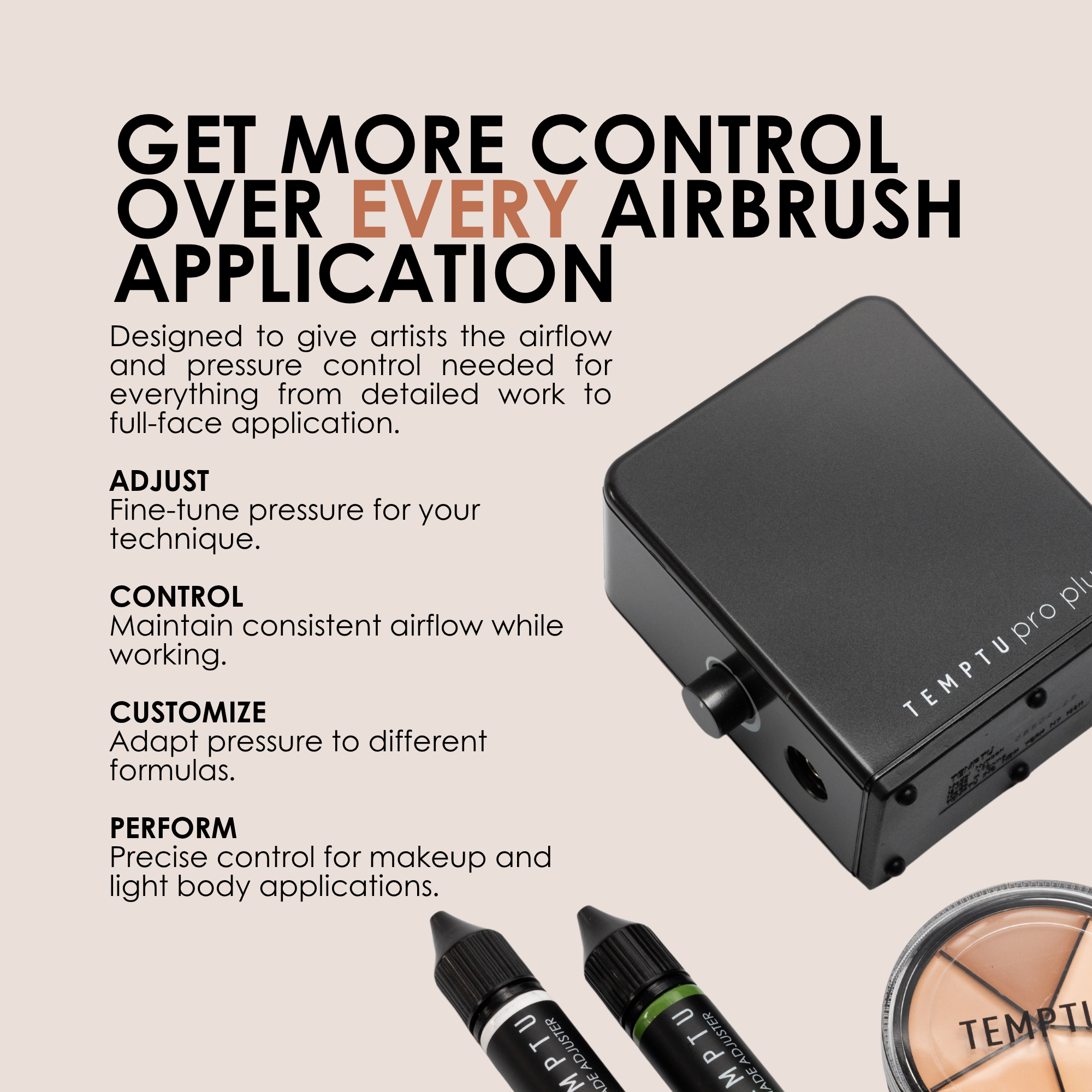 TEMPTU Pro Plus compresseur aérographe portable 30 PSI