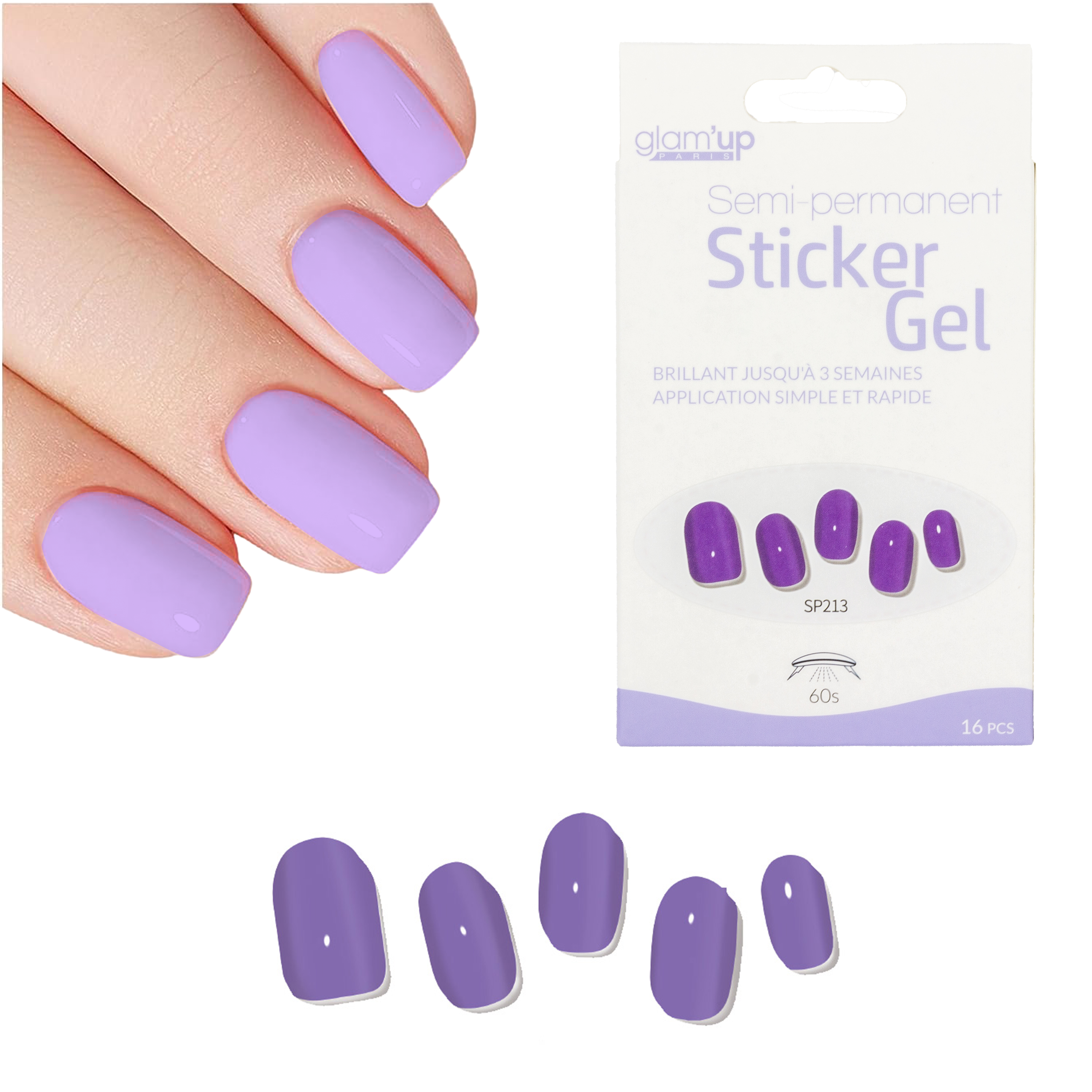 GLAM'UP Les Ongles Sticker Gel Semi-Permanent Liladdict 16pcs