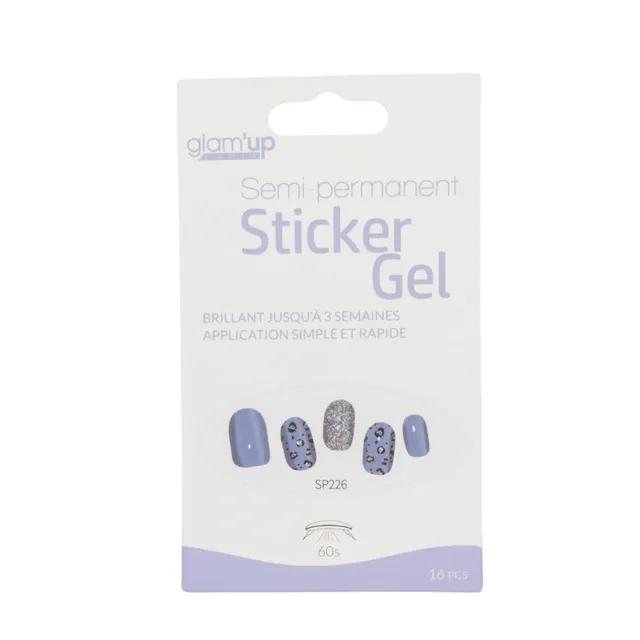 Glam'Up Les Ongles Sticker Gel Léopard Bleu 16 Pièces