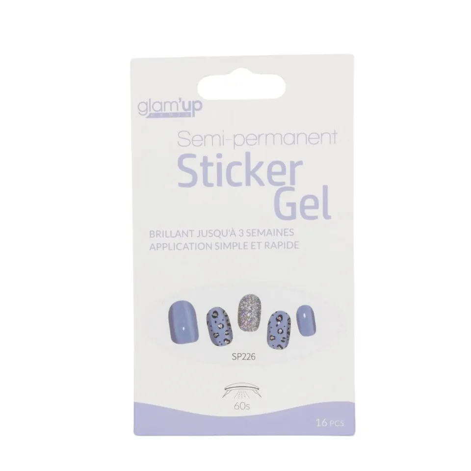 Glam'Up Les Ongles Sticker Gel Léopard Bleu 16 Pièces