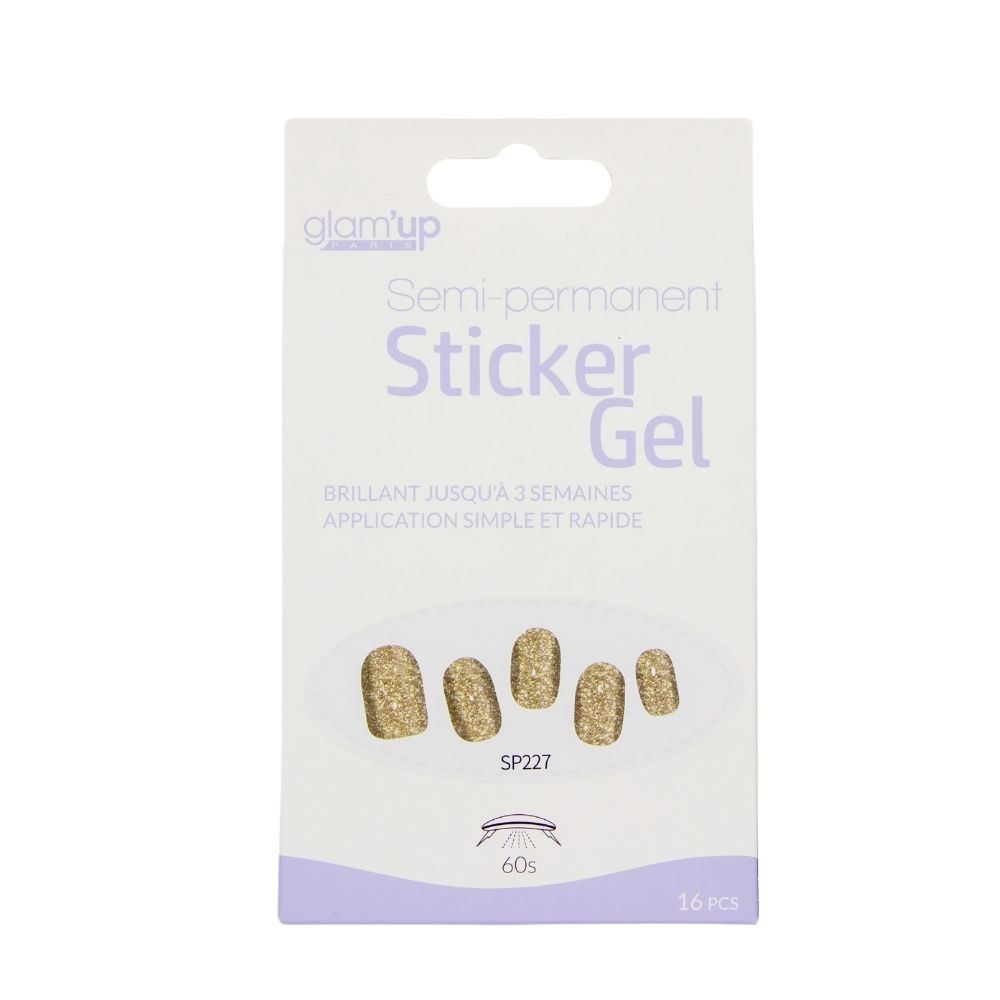 GLAM'UP Les Ongles Sticker Gel Paillettes Dorées 16 pièces