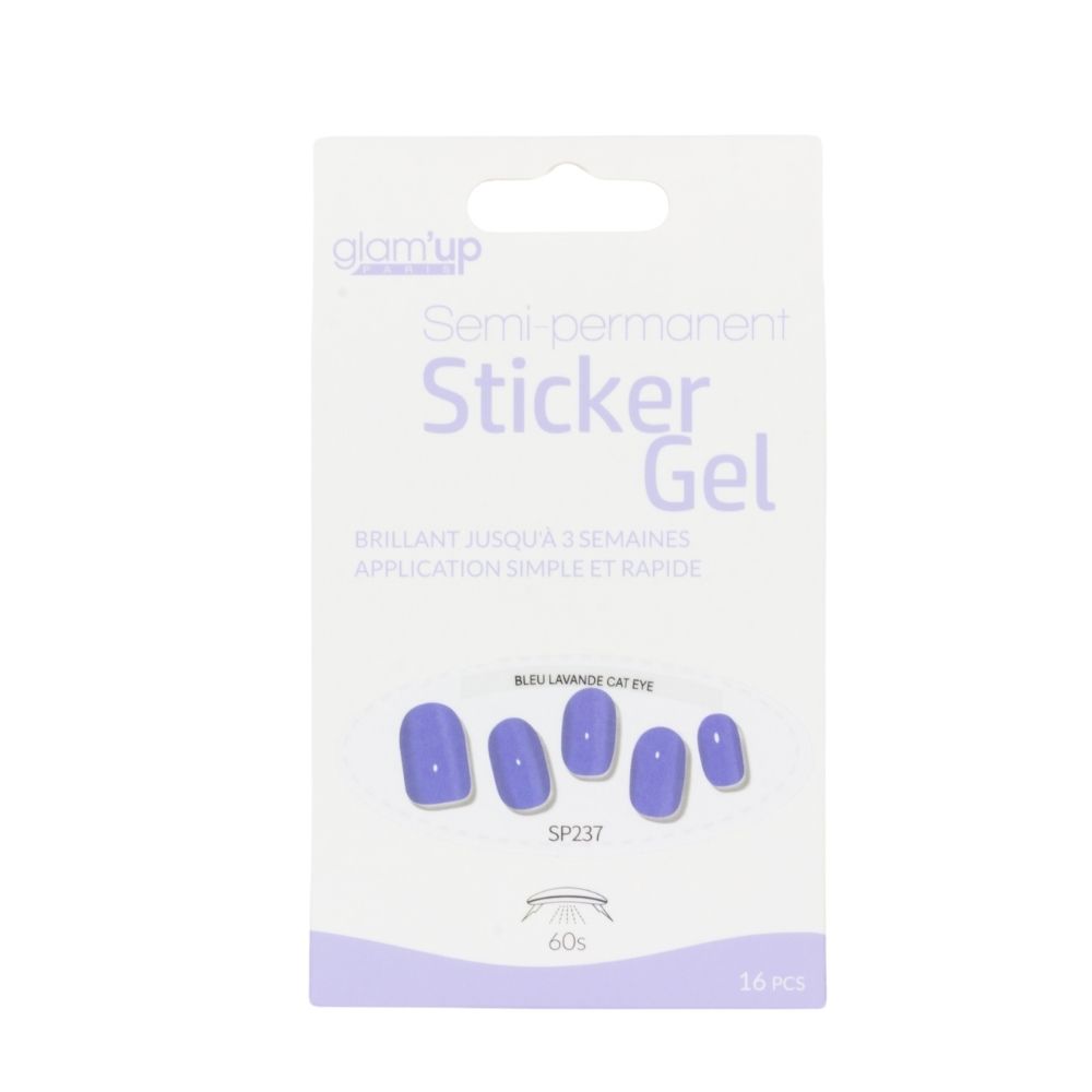 GLAM'UP Les Ongles Sticker Gel Bleu Lavande Cat Eye 16 pièces